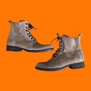 BORN Remy Suede Lace Up Boots Combat Booties Size 8M